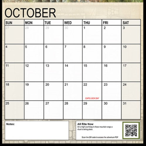 Calendar Of Many Adventures 2026